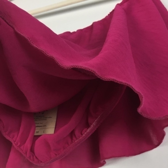 Pitaya‎ Womens Size S Pink Chiffon Bandeau Crop Top - Picture 5 of 8